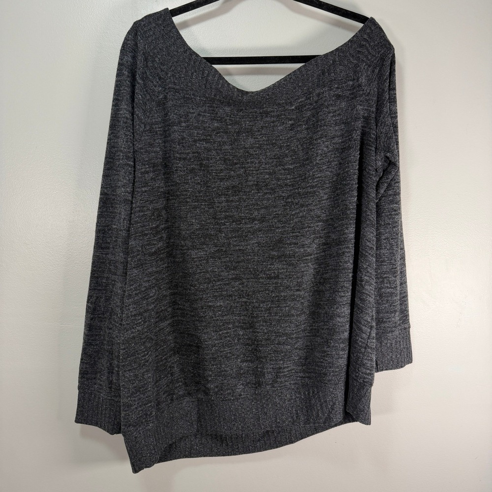 Torrid Super Soft Plush Grey Heather Off The Shoulder Long Sleeve Top Size 3 3X
